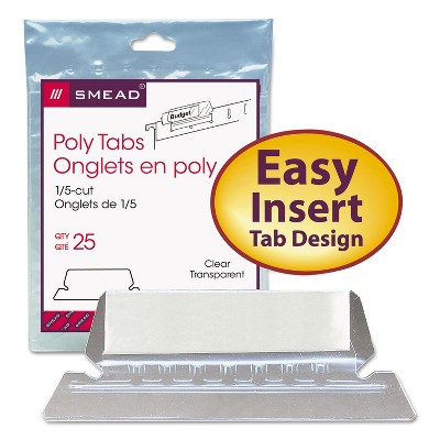Smead Hanging File Tab/Insert 1/5 Tab 2 1/4 Inch Clear Tab/White Insert 25/Pack 64600