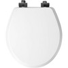 Benton Soft Close Enameled Wood Toilet Seat Never Loosens Matte Black Metal Hinge White - Mayfair by Bemis - 3 of 4