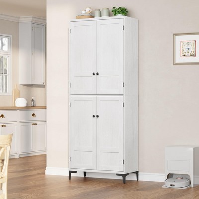 71" Tall Kitchen Pantry Cabinet, 5 Tier Freestanding Food Storage Cabinet with 4 Doors and Adjustable Shelves