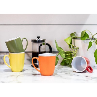 Assorted Color Matte Ceramic 16oz Mugs Set of 4