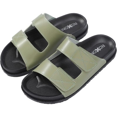 Roxoni Womens Cushioned Two Strap Footbed Sandals Lightweight Open Toe Slide Sandals Green 9 Target