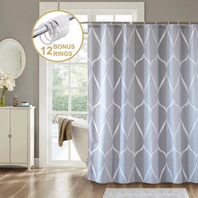 LunaLulinlk Weighted-Hem Fabric Bathroom Curtain
