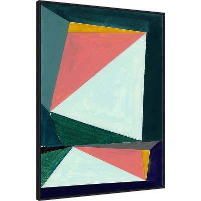 Large Abstract Geometric Canvas Wall Art in Teal, Orange, and Cyan