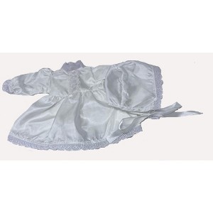 Doll Clothes Superstore Lace Trim Christening Dress With Hat Fits Baby Alive And Little Baby Dolls - 1 of 4