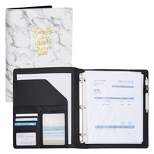Paper Junkie Marble and Gold Foil 3 Ring Binder with Pockets, Portfolio Organizer with Clipboard (10.5 x 12.5 Inches)