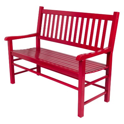 red outdoor bench