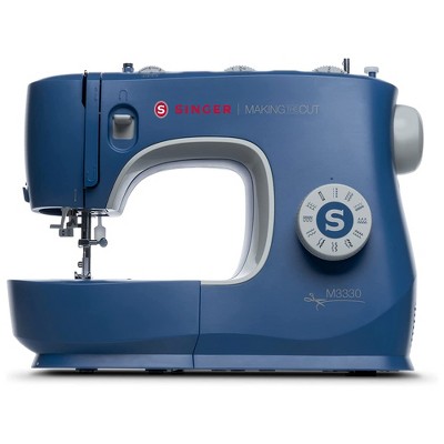 SINGER M3330 Making the Cut 97 Stitch Application Beginner Ready Steel Frame Sewing Machine with Free Arm and Accessory Kit, Metallic Blue