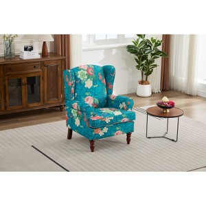 Okak Mid-Century Aesthetic Fabric Lounge Armchair with Floral Design,Leisure Sofa Accent Chair for Living Rooms,Relaxation Areas - 1 of 4