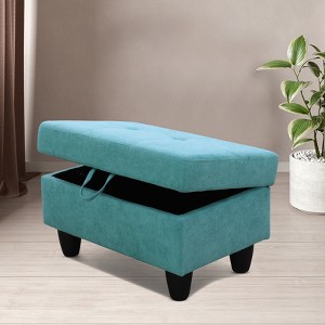 AndMakers 28.5 in. W Flannel Polyester Blend Rectangle Ottoman with Storage - 1 of 4