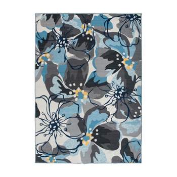 World Rug Gallery Geometric Boxes Design Non-Slip (Non-Skid) Blue 1 ft. 8 in. x 2 ft. 6 in. Indoor Area Rug