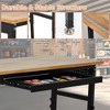 Height Adjustable Workbench with Power Outlet,48" Rolling Work Tables with 4 Lockable Casters, Oak Wood Work Bench for Garage, Workshop, Office - 4 of 4