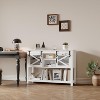 Homhougo Farmhouse Console Table with Sliding Barn Doors, 46" Narrow Sofa Table with Storage Shelves for Entryway or Living Room, White - 2 of 4