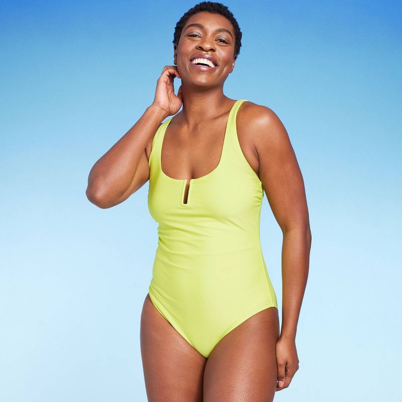 Women's U-Wire Medium Coverage One Piece Swimsuit - Kona Sol™ Green, 4 of 19