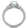 Slickblue Silver Tone Engagement Ring for Women – Round CZ Center with Pave Band – Polished Stainless Steel – 5–10 - 3 of 4