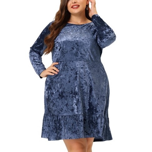 Agnes Orinda Women's Plus Size Velvet Lace Trim Short Sleeve Party