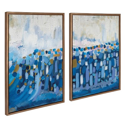 Queen Elizabeth II Blue and Gold Abstract Canvas Art Set