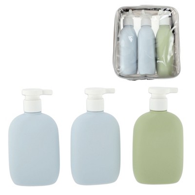 Unique Bargains Refillable Plastic Travel Container Set 260ml 3 Pcs