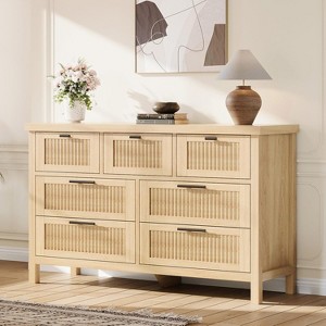 Coucheta Fluted Dresser for Bedroom with 7 Drawers, 47.4'' Wide Chest of Drawers with Large Clothes Storage Cabinet, Wood Fluted Dresser, TV Stand - 1 of 4