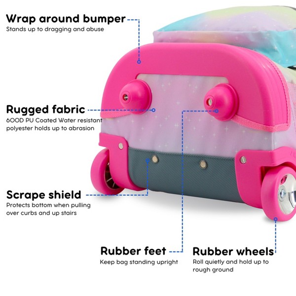 Mochila rodante para niños J World Sunrise de 18" para escuela y viajes 4