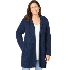 Woman Within Hoodie Shaker Cardigan - 1 of 4