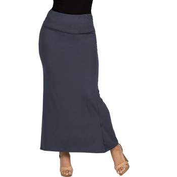 24seven Comfort Apparel Womens Comfortable Foldover Maxi Skirt