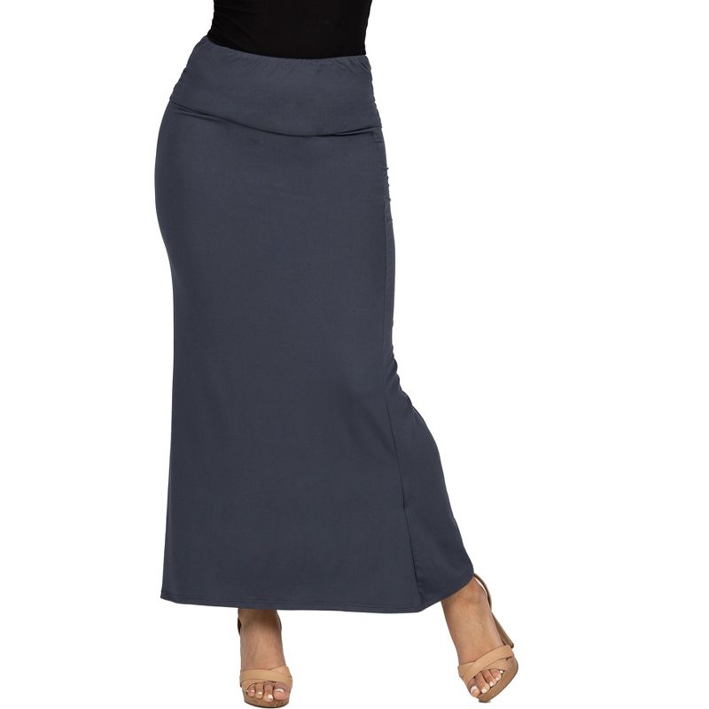 24seven Comfort Apparel Womens Comfortable Foldover Maxi Skirt, 1 of 4