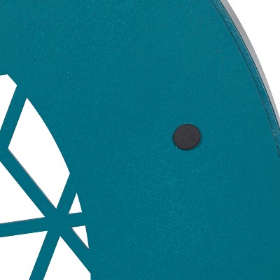 Teal Round Glass Tray with Gold Handles