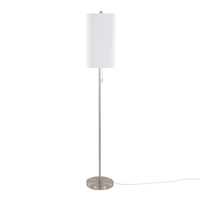 Bounty 62" Contemporary Metal Floor Lamp in Brushed Nickel with White Textured Linen Shade from Grandview Gallery by LumiSource