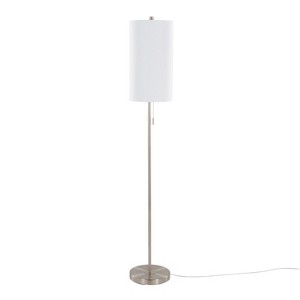 Bounty 62" Contemporary Metal Floor Lamp in Brushed Nickel with White Textured Linen Shade from Grandview Gallery by LumiSource - 1 of 4