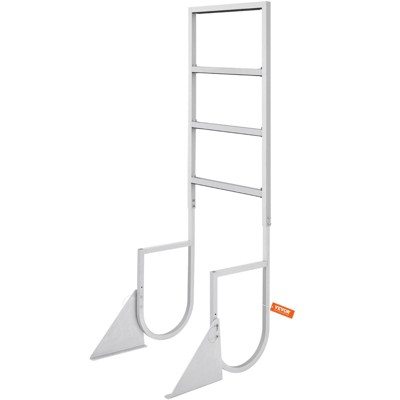 Cesicia Silver Aluminum Alloy Pontoon Boat 4-Step Ladder with 2 inches Wide Step & Nonslip Rubber Mat