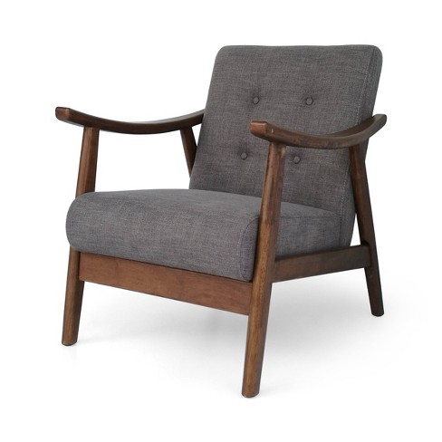 Brayden Accent Chair (Light Brown Wood with Beige Fabric Seat)