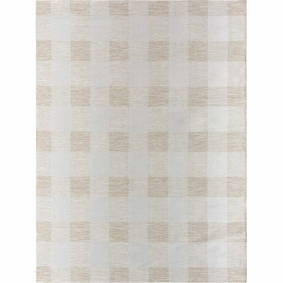 Hauteloom Meris Beige Plaid Area Rug