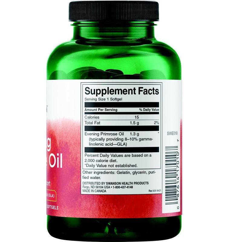 Swanson Herbal Supplements Evening Primrose Oil 1.3 g Softgel 100ct, 2 of 3