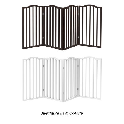 White 4-Panel Freestanding Metal Pet Gate for Stairs and Doorways