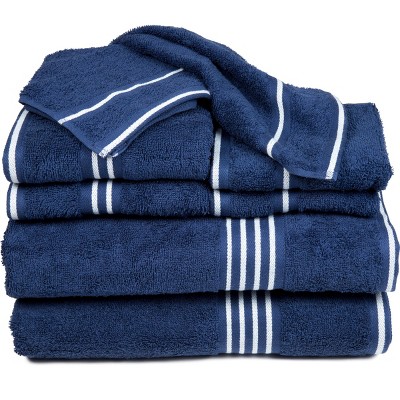 Hastings Home Rio 8-Piece 100% Cotton Towel Set - Navy