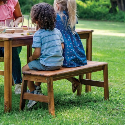 Guidecraft Acadia Kids Outdoor Bench - Kids Acacia Wood Garden Picnic Bench, 36 in Long w/ 14 in Seat Height for Backyard, Porch, Outdoor Classroom