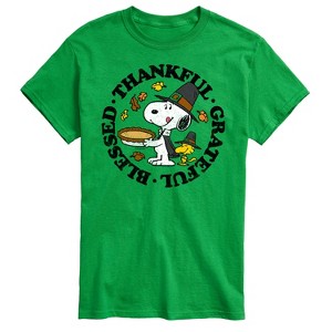 Men's - Peanuts - Thankful Grateful Blessed Short Sleeve Graphic T-Shirt - 1 of 4
