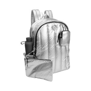 Joan & David Tubular Quilted Metallic Puffer Nylon 18-Inch Workbook Backpack - 1 of 4