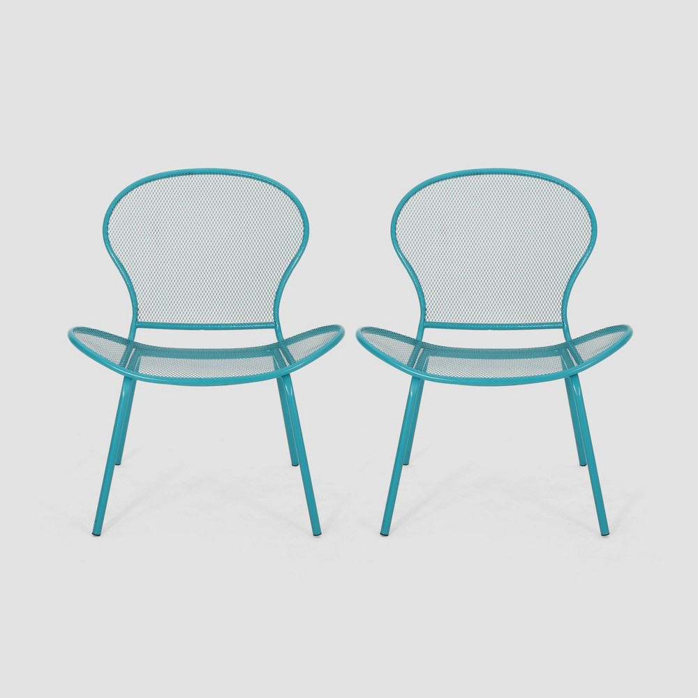 Nevada 2pk Iron Club Chair Matte Teal Christopher Knight Home