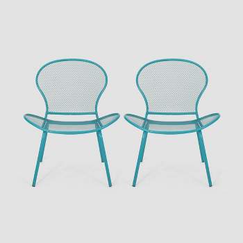 Nevada 2pk Iron Club Chair Matte Teal - Christopher Knight Home