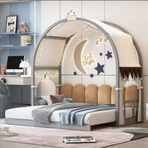 Extended Twin Bed with Curved Ceiling and Pull-Out Trundle - 1 of 4