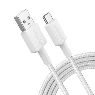 Anker 322 6' USB-A to USB-C Braided Cable - White Iteration