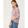 INSPIRE CHIC Women's Round Neck Ruffle 3/4 Sleeve Floral Print Chiffon Blouse - 4 of 4