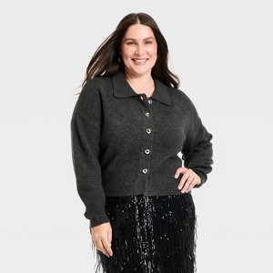 Women's Long Sleeve Heart Button Cardigan Sweater - A New Day™ - 1 of 3
