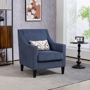 Modern Accent Armchair, Upholstered Comfy Corduroy Single Sofa Chair With Concave Armrests And Wood Legs - 1 of 4