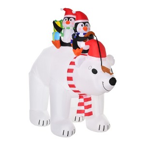 Cesicia 7ft Polar Bear and Penguins Christmas Inflatable, Outdoor Holiday Blow Up Yard Decoration - 1 of 4