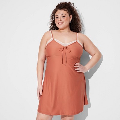 Women's Layered Mini Slip Dress - Wild Fable™ Rust 2X