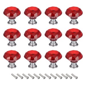 Unique Bargains Zinc Alloy Crystal Diamond Shaped Knobs Drawer with Screw 12 Pcs - 1 of 3