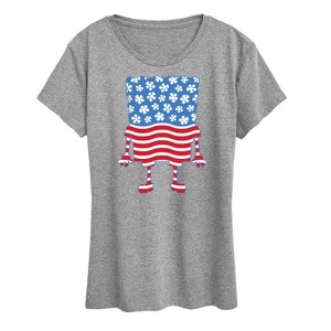 Women's - SpongeBob SquarePants - Silhouette Stars Stripes Short Sleeve Graphic T-Shirt - 1 of 4