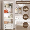 White Bookcase with 4-Tier Open Shelves & 2 Drawers, Storage Shelves for Home Office, Living Room, Study - 3 of 4